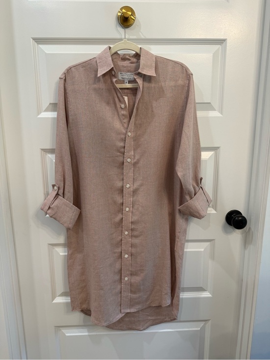 Emily Phillips Dresses & Skirts - NWT Emily Phillips 100% Linen Button Front Dress Pink Striped NWT Size 4 (6/8)